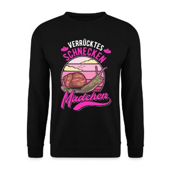 Verrücktes Schnecken Mädchen - Unisex Pullover - Schwarz - Vorne - Alina (178cm) & Michal (187cm)