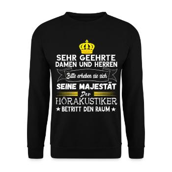 Hörakustiker Majestät Hörgeräteakustiker Hörgeräte - Unisex Pullover - Schwarz - Vorne - Alina (178cm) & Michal (187cm)
