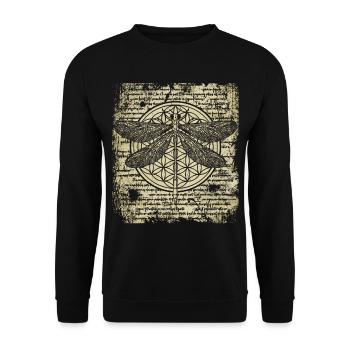 Vintage Dragonfly Occult Magical Classic Art Sketch - Unisex Sweatshirt - black - Front - Alina (178cm) & Michal (187cm)