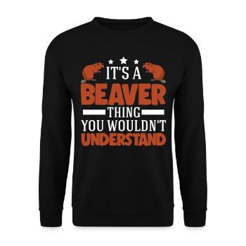 C’est un truc de castor Biber - Sweat-shirt Unisexe - noir - Devant - Alina (178cm) & Michal (187cm)