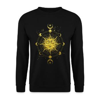 Sun moon phases occult magical wicca symbol - Unisex Sweatshirt - black - Front - Alina (178cm) & Michal (187cm)