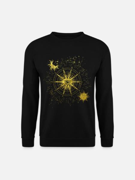 Alles sehende Auge Spirituelles Symbol Mond Sonne - Unisex Pullover - Schwarz