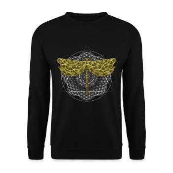 Spiritual Gold Dragonfly Mandala Flower of Life - Unisex Sweatshirt - black - Front - Alina (178cm) & Michal (187cm)