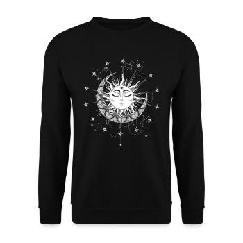 Symbole du soleil avec des étoiles occultes spirituelles de la lune - Sweat-shirt Unisexe - noir - Devant - Alina (178cm) & Michal (187cm)