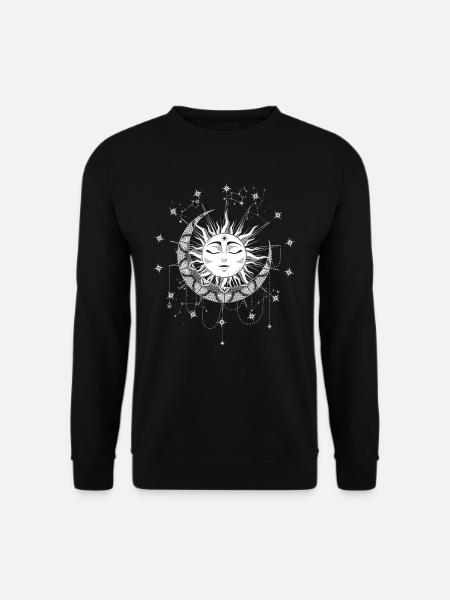 Sonne Symbol mit Mond spirituelle okkulte Sterne - Unisex Pullover - Schwarz