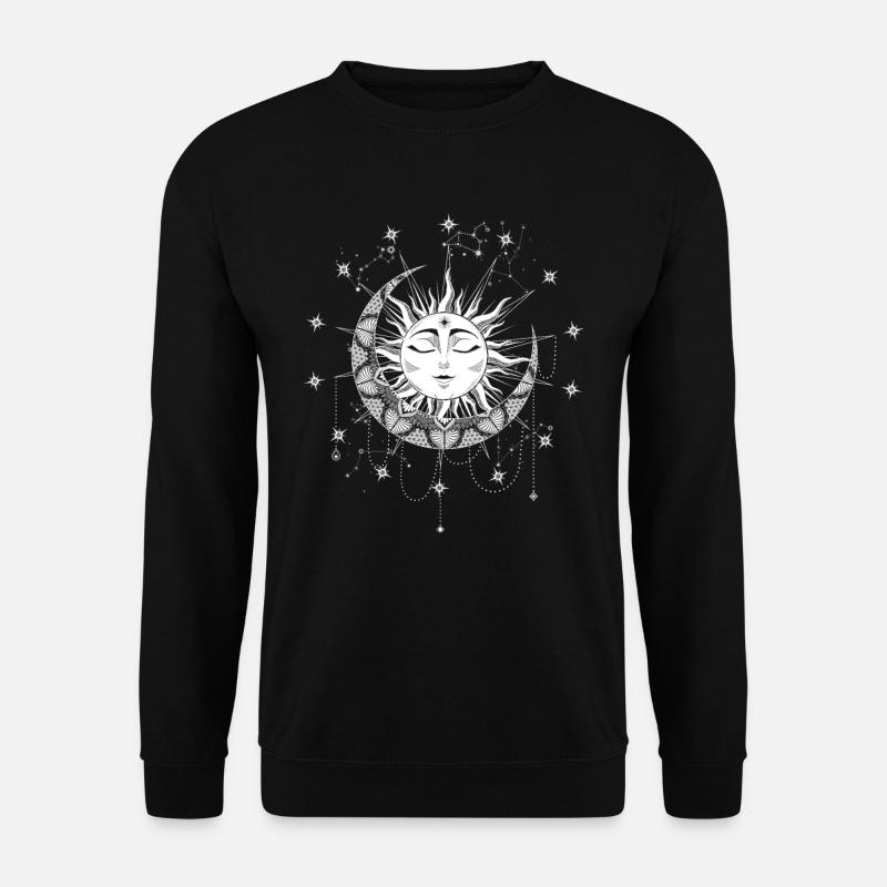 Sonne Symbol mit Mond spirituelle okkulte Sterne - Unisex Pullover - Schwarz