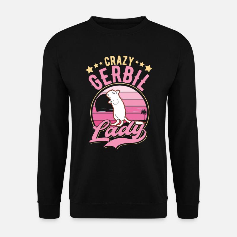 Crazy Gerbil Lady Rennratte Rennmaus - Unisex Pullover - Schwarz
