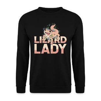 Eidechsen Frau Reptil Haustier Eidechse Lizard - Unisex Pullover - Schwarz - Vorne - Alina (178cm) & Michal (187cm)