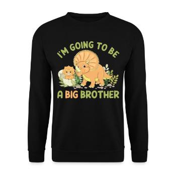 Triceratops Dino « Je vais être un grand frère » - Sweat-shirt Unisexe - noir - Devant - Alina (178cm) & Michal (187cm)