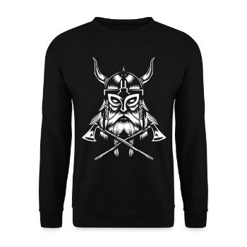 Viking warriors with axes and horns helmet - Unisex Sweatshirt - black - Front - Alina (178cm) & Michal (187cm)