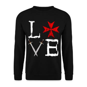 Ritterorden Johanniterorden Deus Vult Tempel Ritte - Unisex Pullover - Schwarz - Vorne - Alina (178cm) & Michal (187cm)