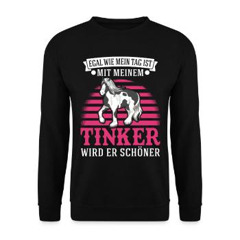 Irish Tinker Pferd Tinkerpferd - Unisex Pullover - Schwarz - Vorne - Alina (178cm) & Michal (187cm)