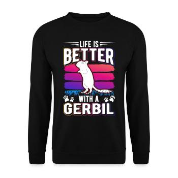 La vie est meilleure avec une gerbille de rat de course Gerbil - Sweat-shirt Unisexe - noir - Devant - Alina (178cm) & Michal (187cm)