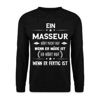 Masseur Massage Therapeut Massieren Physiotherapie - Unisex Pullover - Schwarz - Vorne - Alina (178cm) & Michal (187cm)