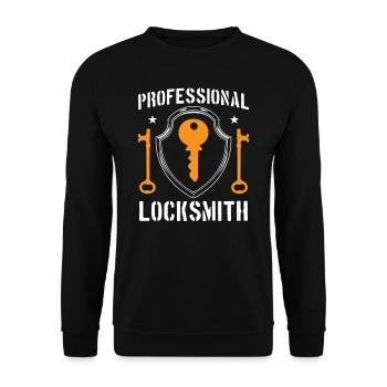 Professioneller Schlosser Schlüsseldienst Schloss - Unisex Pullover - Schwarz - Vorne - Alina (178cm) & Michal (187cm)