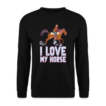 J’adore mon équitation équitation équitation équitation - Sweat-shirt Unisexe - noir - Devant - Alina (178cm) & Michal (187cm)