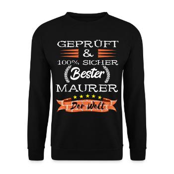 Bester Maurer Maurermeister Baustelle Bauarbeiter - Unisex Pullover - Schwarz - Vorne - Alina (178cm) & Michal (187cm)