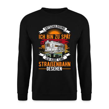 Straßenbahn Straßenbahnfahrer Tram S-Bahn - Unisex Pullover - Schwarz - Vorne - Alina (178cm) & Michal (187cm)
