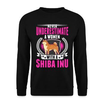 Shiba Inu Besitzerin - Unisex Pullover - Schwarz - Vorne - Alina (178cm) & Michal (187cm)