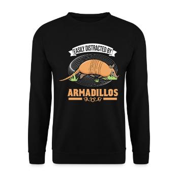 Easily distracted by Armadillo's armadillo - Unisex Sweatshirt - black - Front - Alina (178cm) & Michal (187cm)