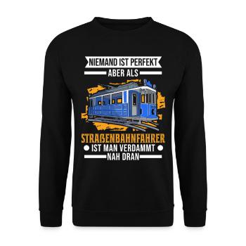 Straßenbahn Straßenbahnfahrer Tram S-Bahn - Unisex Pullover - Schwarz - Vorne - Alina (178cm) & Michal (187cm)