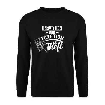 Inflation Und Steuern Sind Raub Humor Stagflation - Unisex Pullover - Schwarz - Vorne - Alina (178cm) & Michal (187cm)