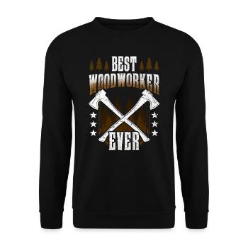 Der Beste Holzarbeiter Aller Zeiten Holzarbeit - Unisex Pullover - Schwarz - Vorne - Alina (178cm) & Michal (187cm)