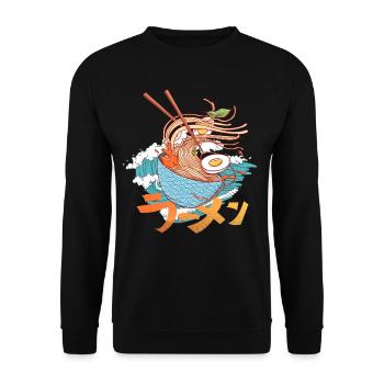 Ramen Soup Hokusai Big Wave Kanagawa Hiragana - Unisex Sweatshirt - black - Front - Alina (178cm) & Michal (187cm)