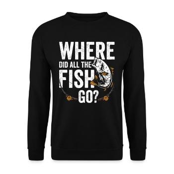 Wo Sind Die Ganzen Fische Hin? Fischen Fischer - Unisex Pullover - Schwarz - Vorne - Alina (178cm) & Michal (187cm)