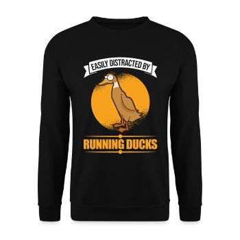 Easily distracted by Running Ducks Laufente - Unisex Sweatshirt - black - Front - Alina (178cm) & Michal (187cm)