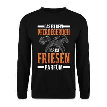 Friesen Pferd Parfüm Friesenpferd - Unisex Pullover - Schwarz - Vorne - Alina (178cm) & Michal (187cm)