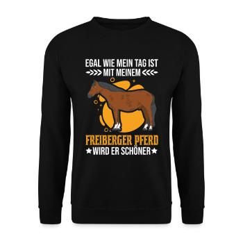Freiberger Pferd - Unisex Pullover - Schwarz - Vorne - Alina (178cm) & Michal (187cm)