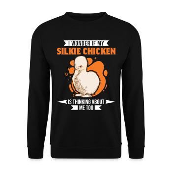 Silkie Chicken Silk Chicken Silk Chicken - Unisex Sweatshirt - black - Front - Alina (178cm) & Michal (187cm)