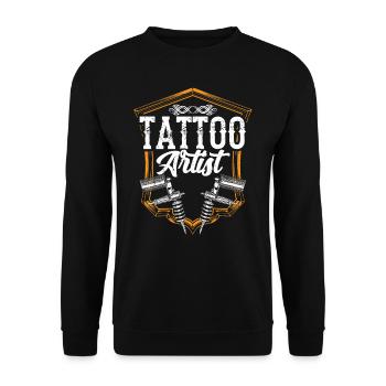 Tatoueur Tatoueur Tatouage - Sweat-shirt Unisexe - noir - Devant - Alina (178cm) & Michal (187cm)