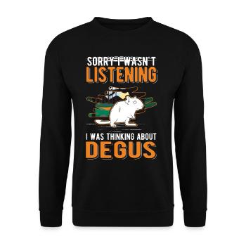 Je n’écoutais pas, je pensais à Degus - Sweat-shirt Unisexe - noir - Devant - Alina (178cm) & Michal (187cm)