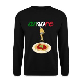 Amore Spaghetti Bolognese Parmesan Käse Pasta Nude - Unisex Pullover - Schwarz - Vorne - Alina (178cm) & Michal (187cm)