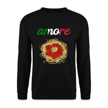 Amore Italienische Spaghetti Bolognese Pasta Nudel - Unisex Pullover - Schwarz - Vorne - Alina (178cm) & Michal (187cm)
