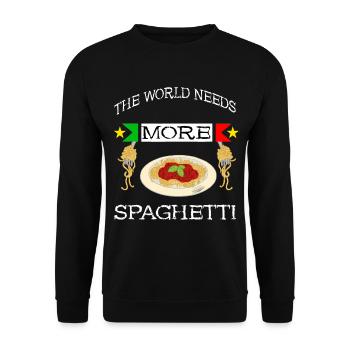Italian Pasta Die Welt Braucht Mehr Spaghetti Nude - Unisex Pullover - Schwarz - Vorne - Alina (178cm) & Michal (187cm)