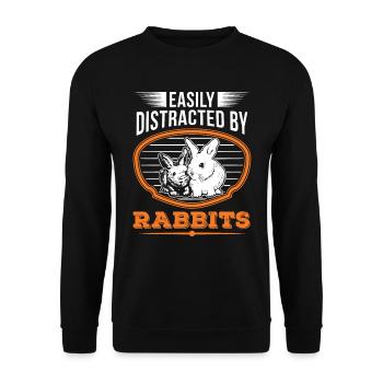 Facilement distrait par Rabbits Rabbit Rabbit - Sweat-shirt Unisexe - noir - Devant - Alina (178cm) & Michal (187cm)