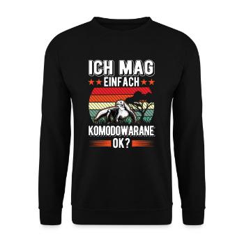Ich mag einfach Komodowarane - Unisex Pullover - Schwarz - Vorne - Alina (178cm) & Michal (187cm)