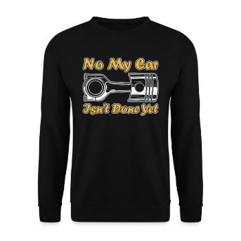 No My car is not finished yet Mechanic - Unisex Sweatshirt - black - Front - Alina (178cm) & Michal (187cm)