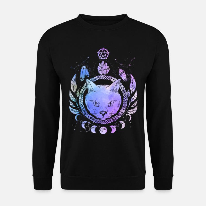 Okkulte Katze Magisches Symbol Wicca Goth Katzen - Unisex Pullover - Schwarz