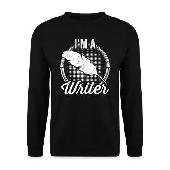 Ich Bin Ein Schriftsteller Autor Schreiber - Unisex Pullover - Schwarz - Vorne - Alina (178cm) & Michal (187cm)