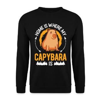 Home is where my Capybara is Wasserschwein - Unisex Pullover - Schwarz - Vorne - Alina (178cm) & Michal (187cm)
