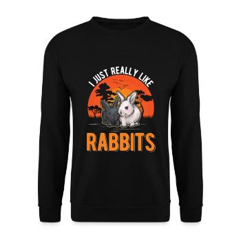 J’aime vraiment Rabbits Rabbit Rabbit - Sweat-shirt Unisexe - noir - Devant - Alina (178cm) & Michal (187cm)