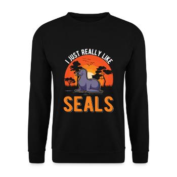 J’aime vraiment Seal Sea Lion Seal - Sweat-shirt Unisexe - noir - Devant - Alina (178cm) & Michal (187cm)