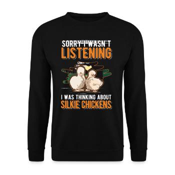 Silk Chicken Gift Silke Chicken - Unisex Sweatshirt - black - Front - Alina (178cm) & Michal (187cm)