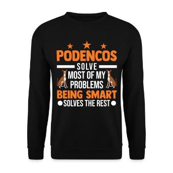 Podenco Lévrier espagnol - Sweat-shirt Unisexe - noir - Devant - Alina (178cm) & Michal (187cm)