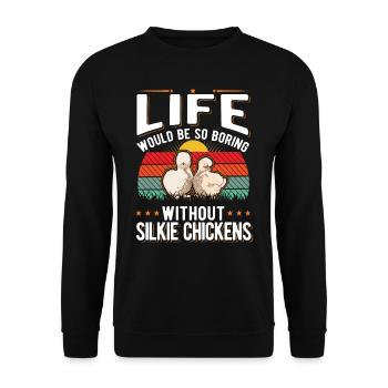 Silk Chicken Gift Silke Chicken - Unisex Sweatshirt - black - Front - Alina (178cm) & Michal (187cm)