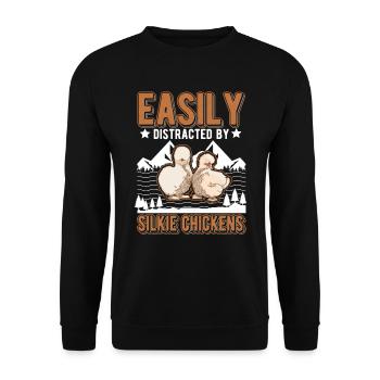 Facilement distrait par Silkie Chickens Silk Chicken - Sweat-shirt Unisexe - noir - Devant - Alina (178cm) & Michal (187cm)